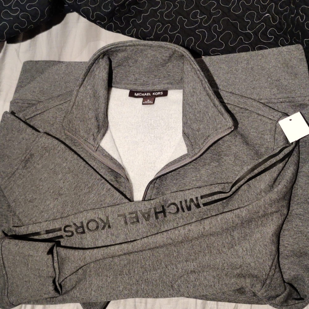 Michael kors 1/4 zipper dark grey sweater. Never worn